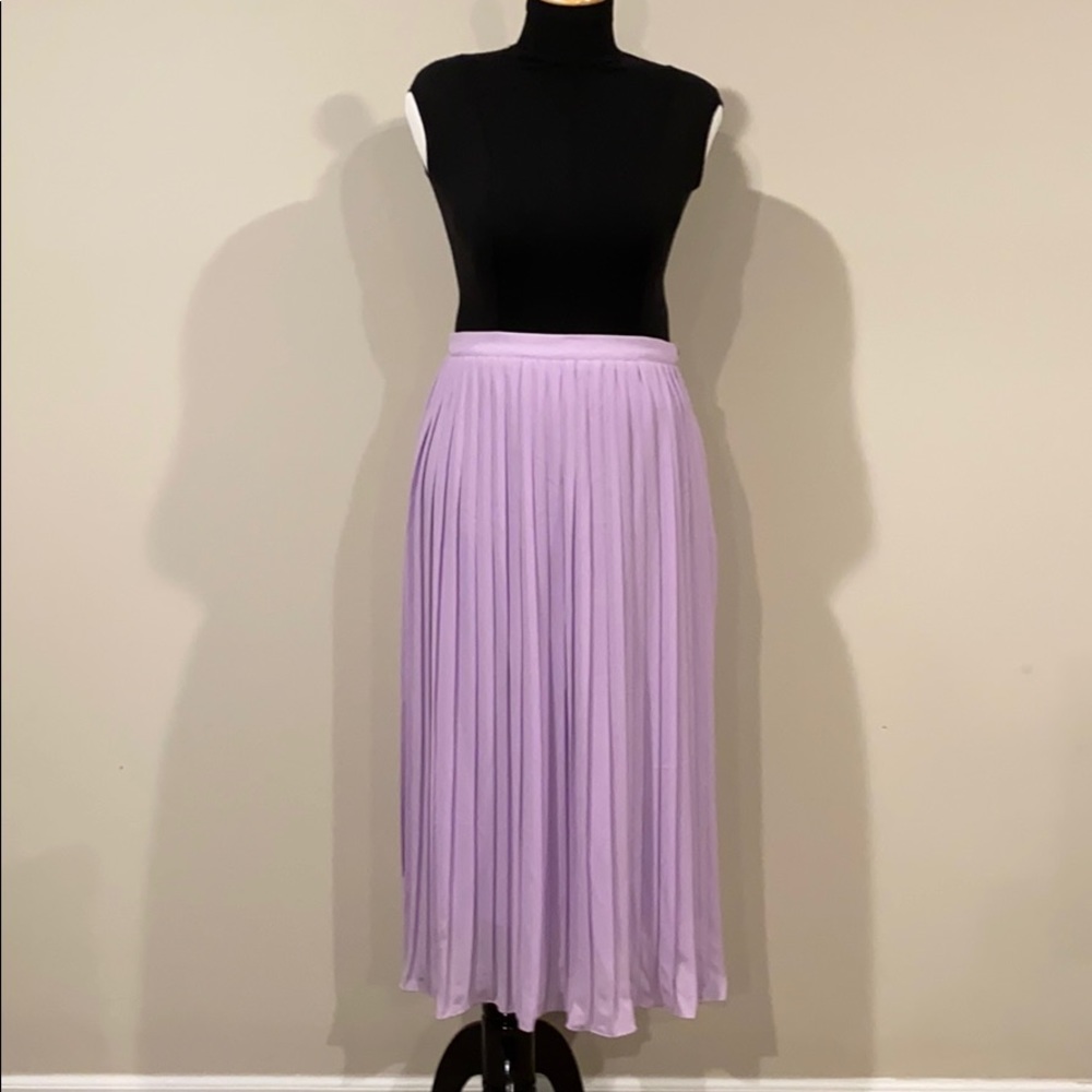 Lavender pleated midi skirt